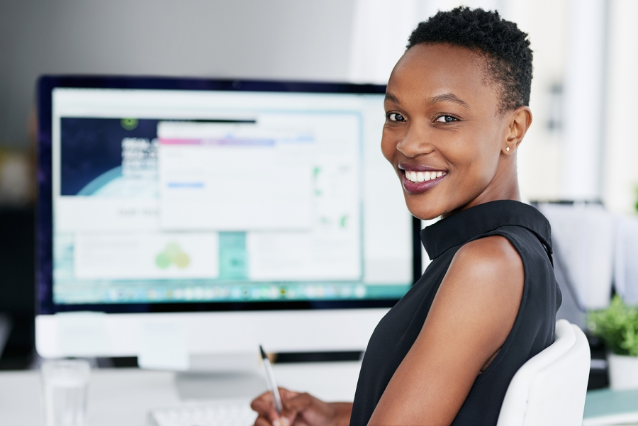 Woman working at her computer 