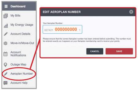Adding Your Aeroplan Number to Your Account