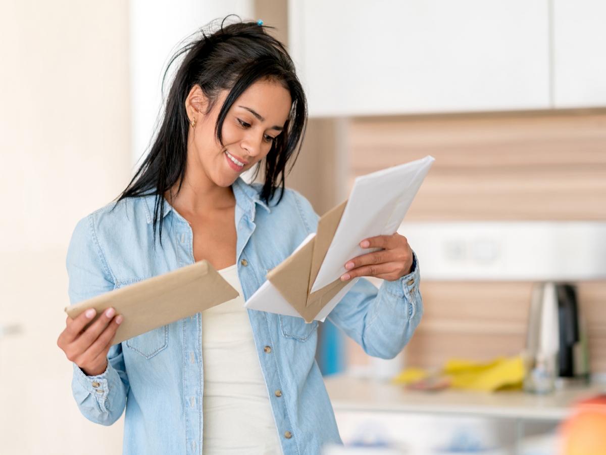 Woman looking at mail