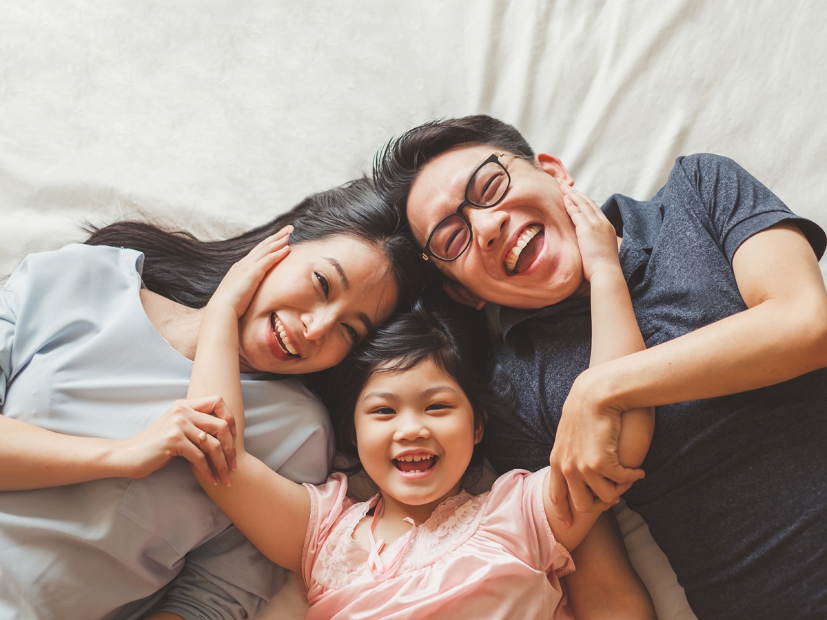 Family laughing together