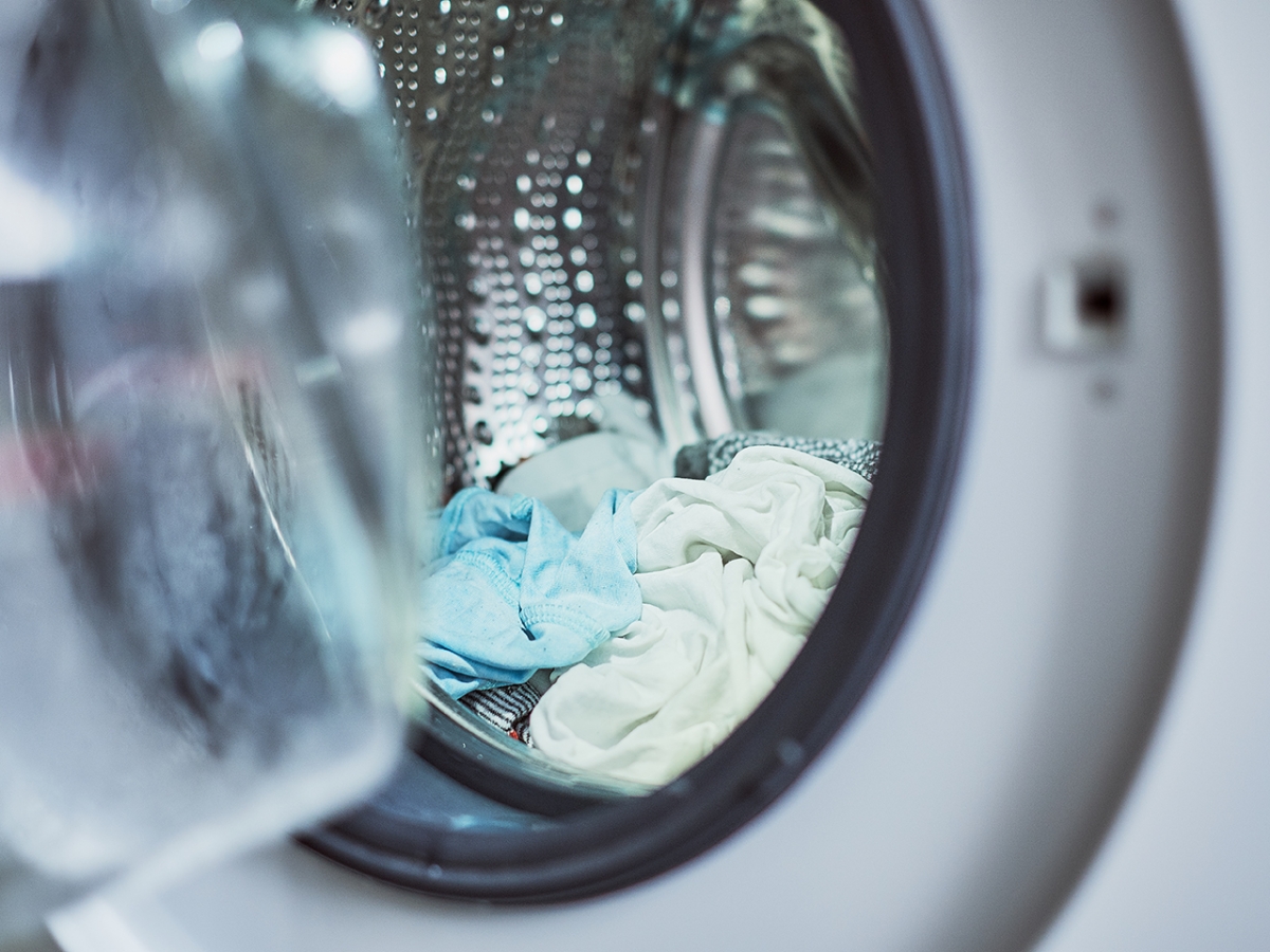 Washing machine Washing machine with clothes in it