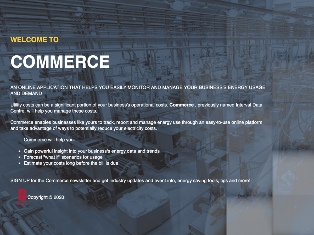 Commerce Commerce login page