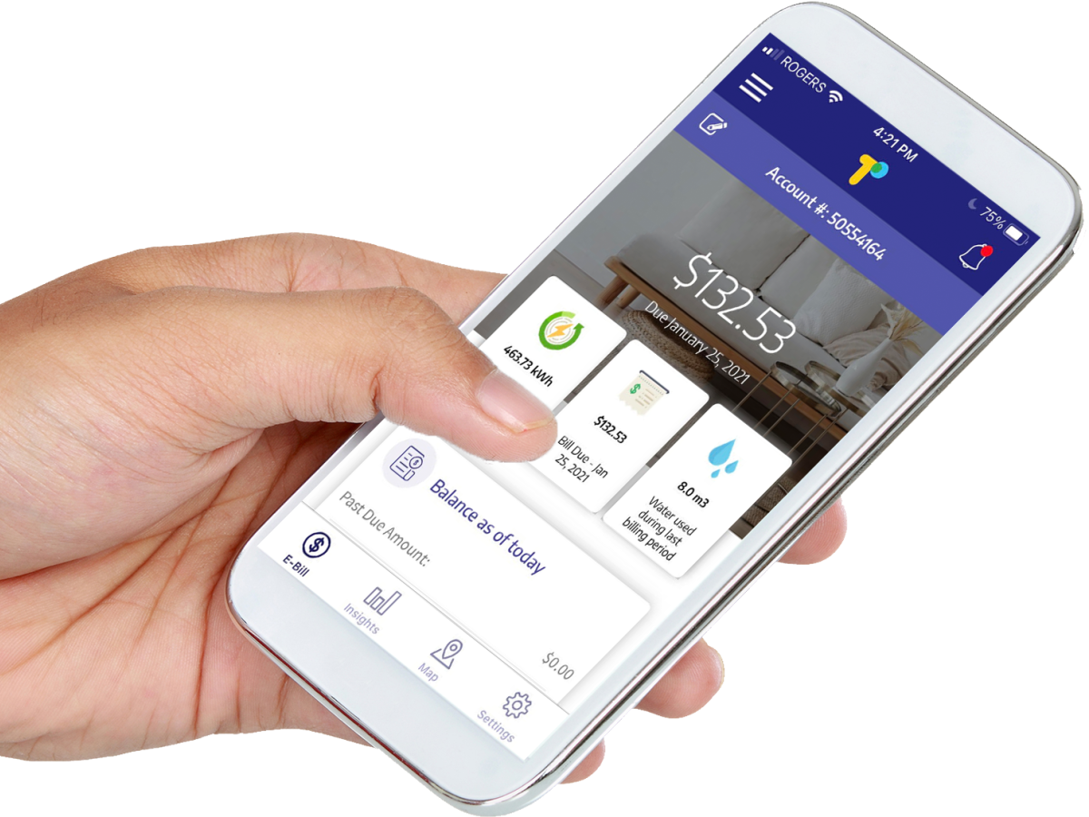 hand holding a smartphone with Trickl app hand holding a smartphone with Trickl app